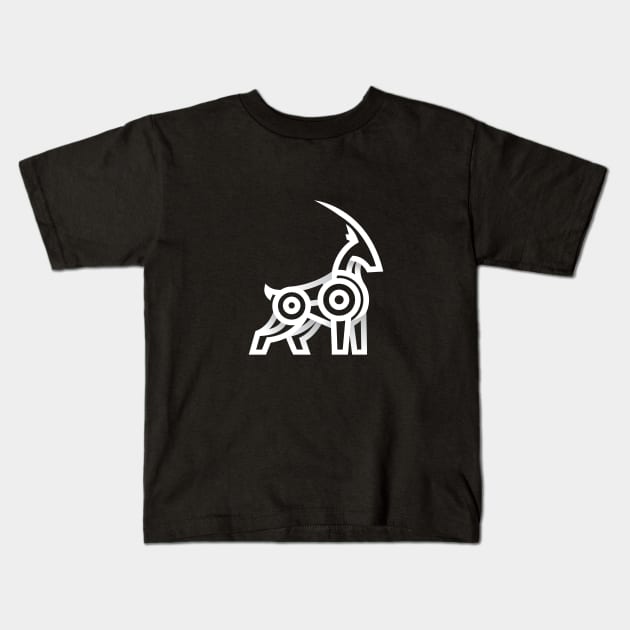 geometric mountain goat Kids T-Shirt by Aksa Inov